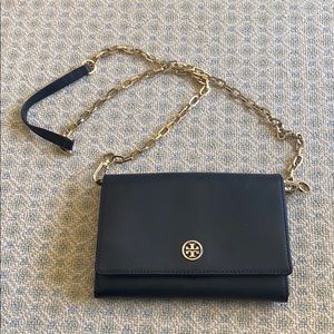 Tory Burch Black Robinson Wallet on Chain
